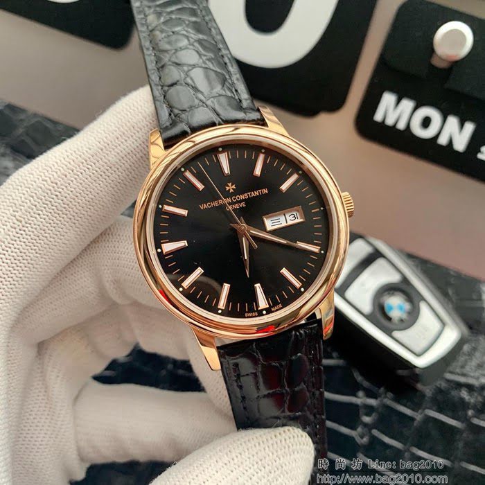 江詩丹頓 Vacheron Constantin 傳承系列 經典大三針 自動機械 小牛皮錶帶 精選男士腕表  wssb3854